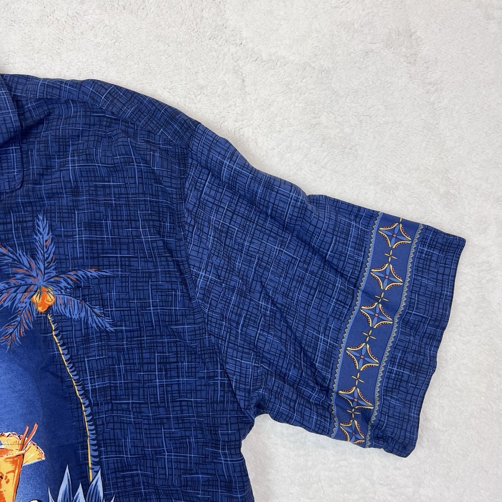 Vintage Big Dogs Men's Size XL Blue Hawaiian Shirt Dog Mixed Drinks‎ Cocktails - Picture 5 of 8
